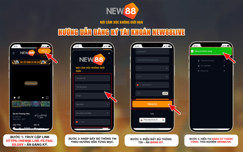 Đăng Ký Nhanh NEW88LIVE săn thưởng